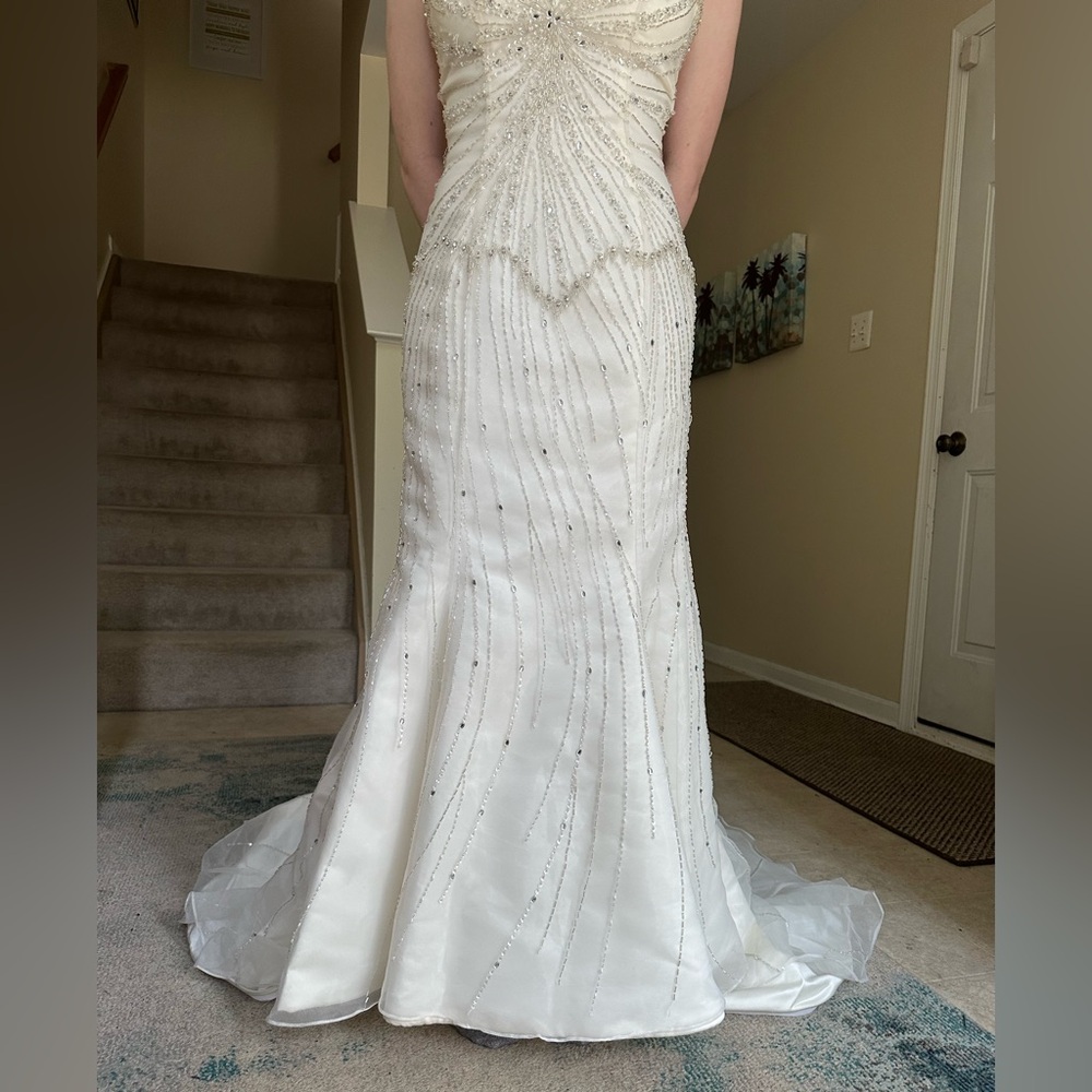 Elegant beaded ivory Wedding Dress with train - Picture 14 of 16